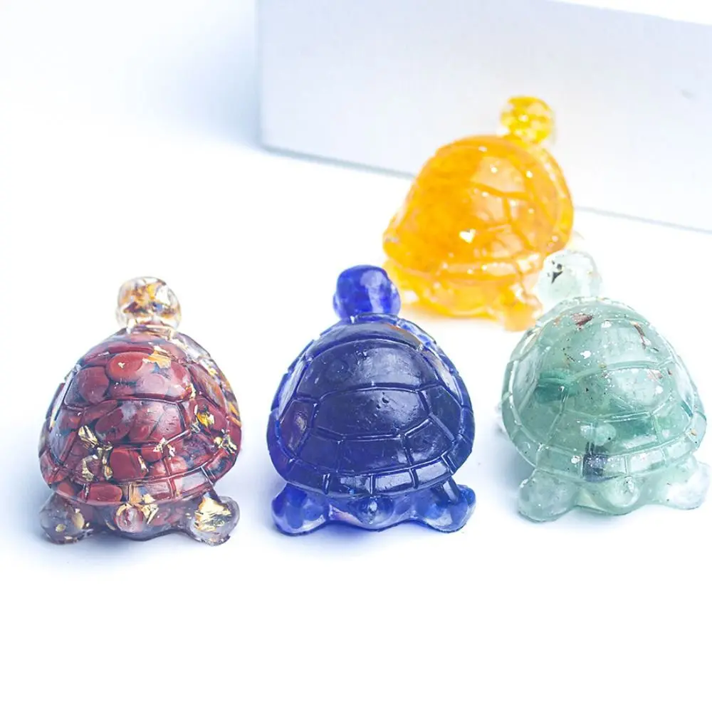 Tortoise Crystal Epoxy Turtle Statue Stones Sculpture Crystal Epoxy Animals Pocket Tortoise Figurine Natural Fish Tank Decor