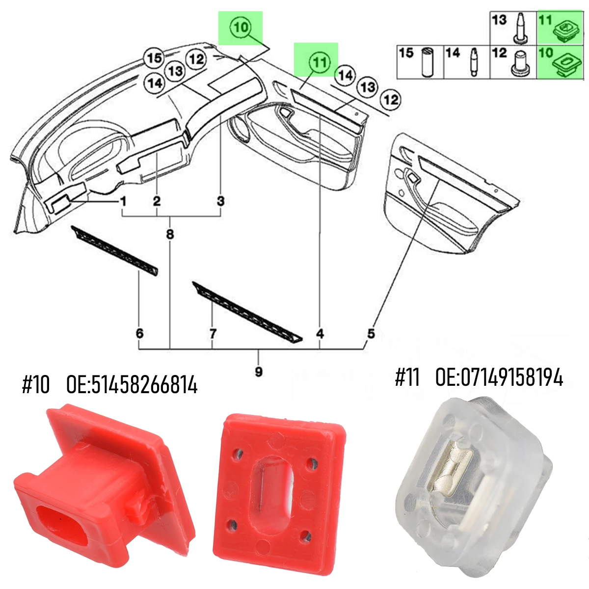 20Pcs Car Door Interior Dashboard Dash Trim Moulding Clips For BMW 3 Series E46 E90 E91 E92 E93 X3 X5 E53 Auto Retainer Grommets