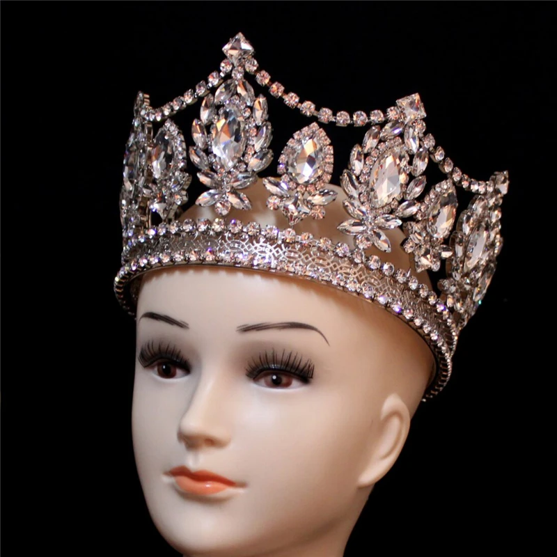 2022 Fashion Baroque Large Crystal Bridal Crown Ladies Beauty Pageant Ball Sparkling Rhinestone Zircon Crown Hair Accessories