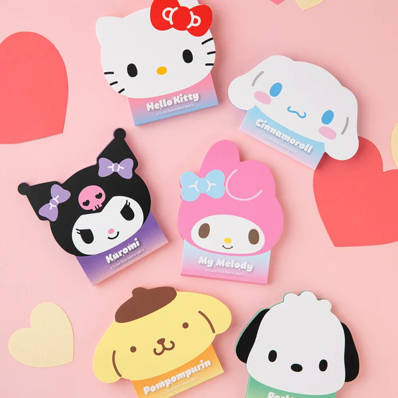 

20pcs Sanrio Special-shaped Cartoon Head Sticky Notes Creative Cute Office Message Memo Book Student Stationery Wholesale