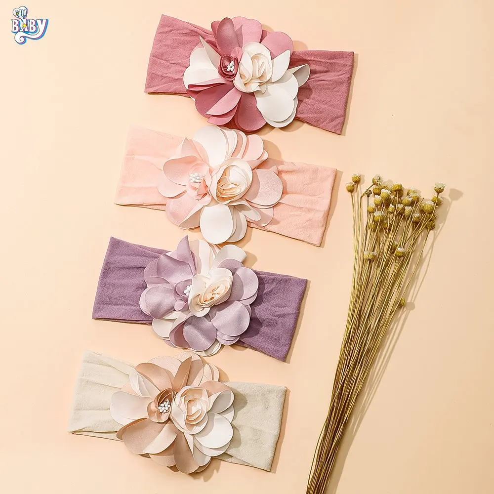 Baby Accessories for Newborn Toddler Kids Baby Girl Boy Flower Elastic Nylon Headbands Fashion Headwear Soft Hair Bands