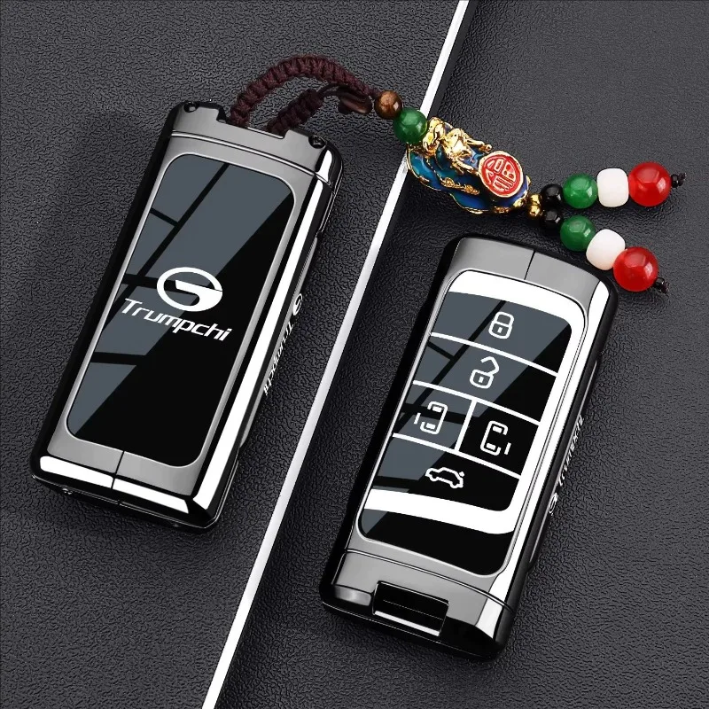 Zinc Alloy Key Fob Cover for GAC Trumpchi GS8/GS4 Max/ES9/Shadow Leopard/M6/E8/E9/M8/GS3 YingSu, keyCase Shell with Keychain