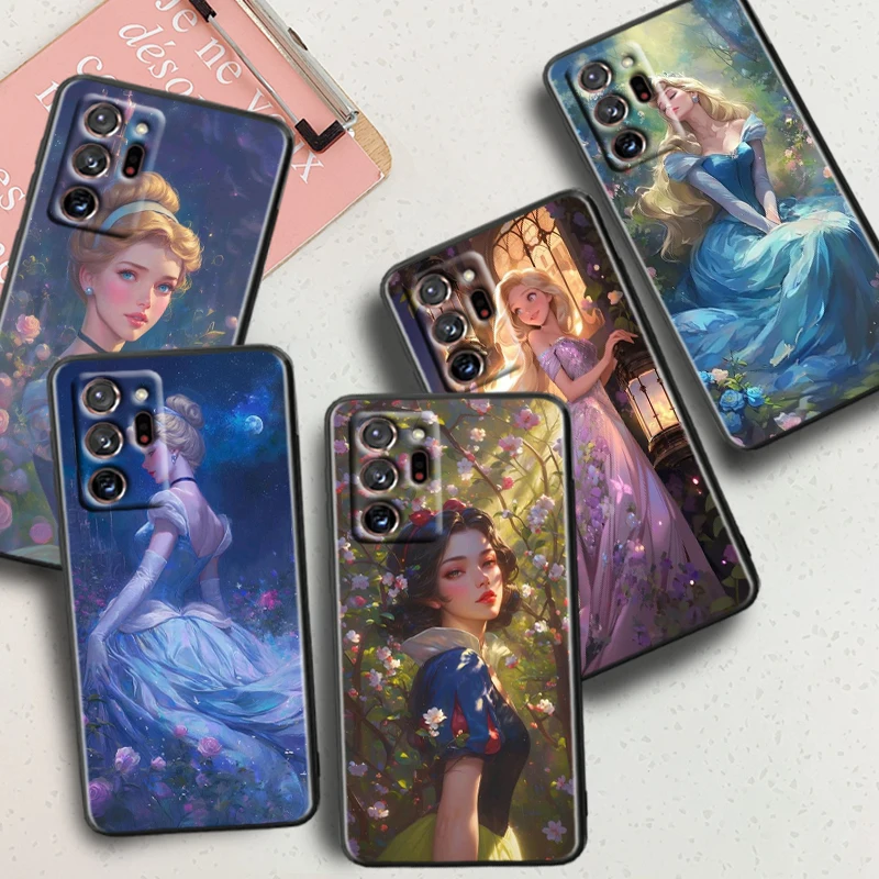 Princess Cinderella Ella For Samsung Note 20 10 Ultra Plus A31 A14 A12 A70 A34 A25 A04 A05 A15 A24 5G Black TPU Phone Case