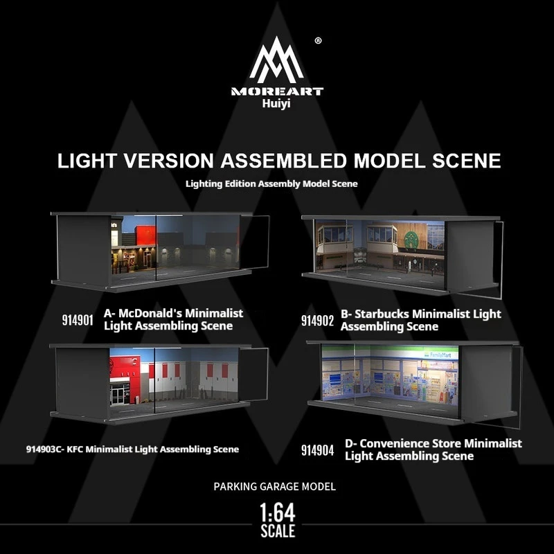 

Moreart 1:64 Scale Alloy Car Parking Lot Display Storage Case Led Lighted Multi Layer Stackable Scene For Collectors
