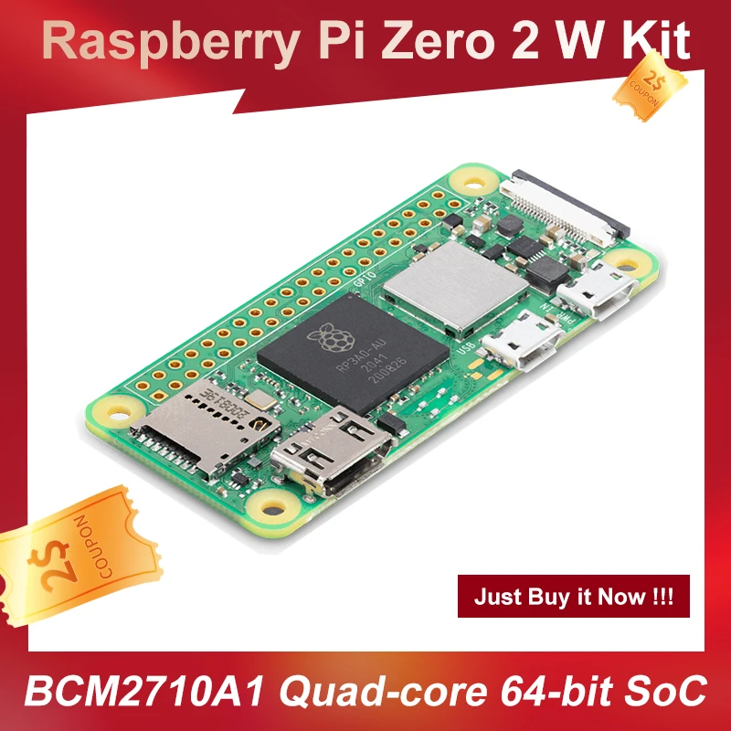 Raspberry Pi Zero 2 W Broadcom BCM2710A1 Quad-core 64-bit SoC 2.4GHz IEEE for Bluetooth 4.2 Board Newest Original Pi Zero 2 W