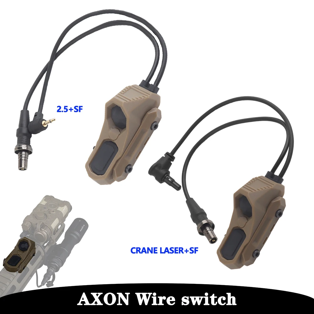 

AXON Two-Wire Pushbutton Remote Activated Pressure Switch Laser SF/2.5/Crane Plug for Tactical Flashlight PEQ,Fit Picatinny Rail