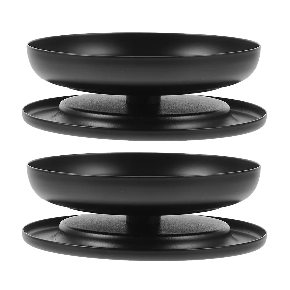 

2Pcs Metal Holders Iron Tray Retro Design for Pillar Candles Wedding Home Office Tabletop Decor