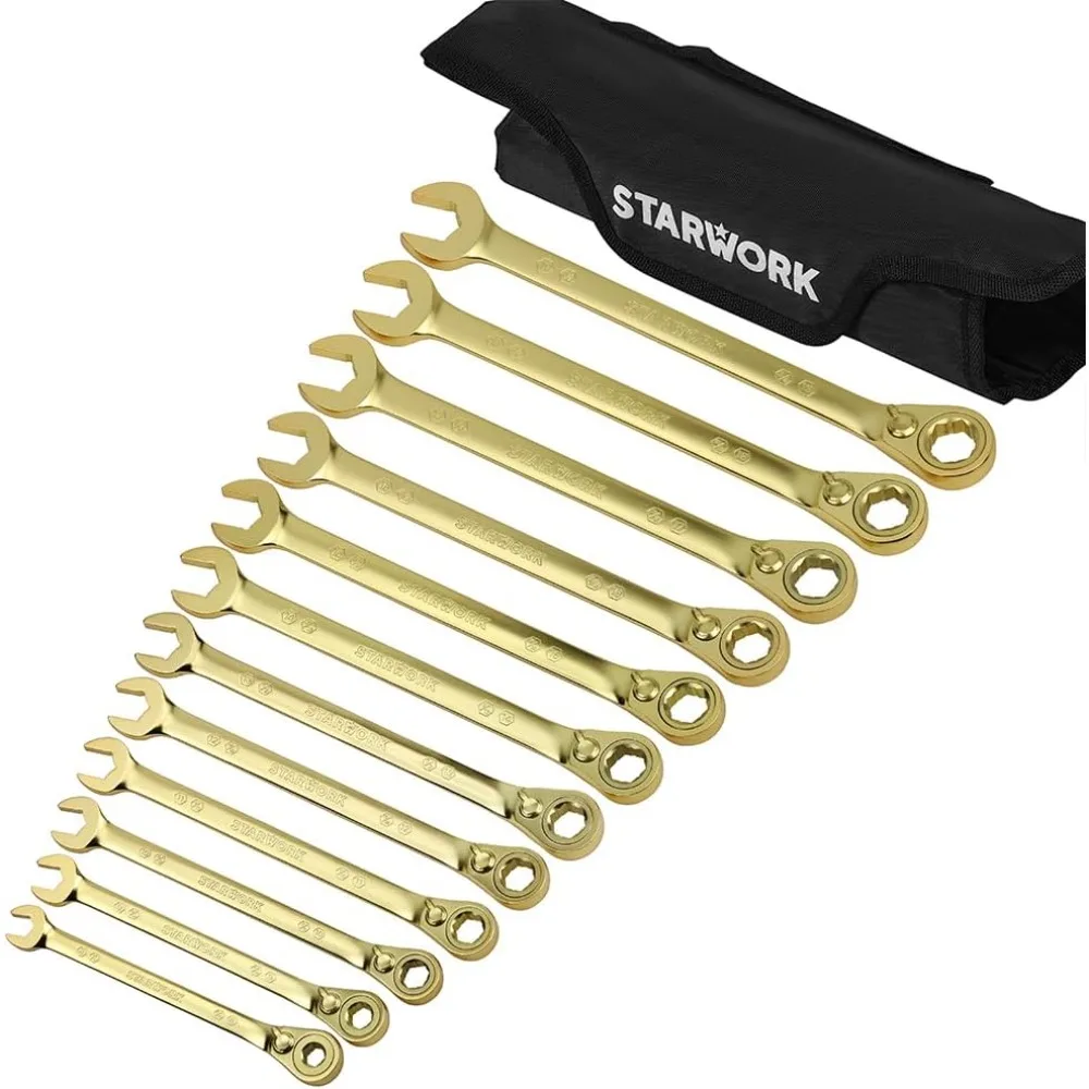 

Upgraded TRUE MECHANIC™ 12Pc. 2-IN-1, 120T, GPlating™, Long Pattern, Reversible Ratcheting Combination Wrench