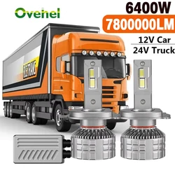 OVEHEL H7 LED Canbus Bulbs H4 LED Headlight 6400W 7800000LM H11 HB4 9006 HB3 9005 Auto Moto CSP 12V Car 7750 CHIP 24v For Truck