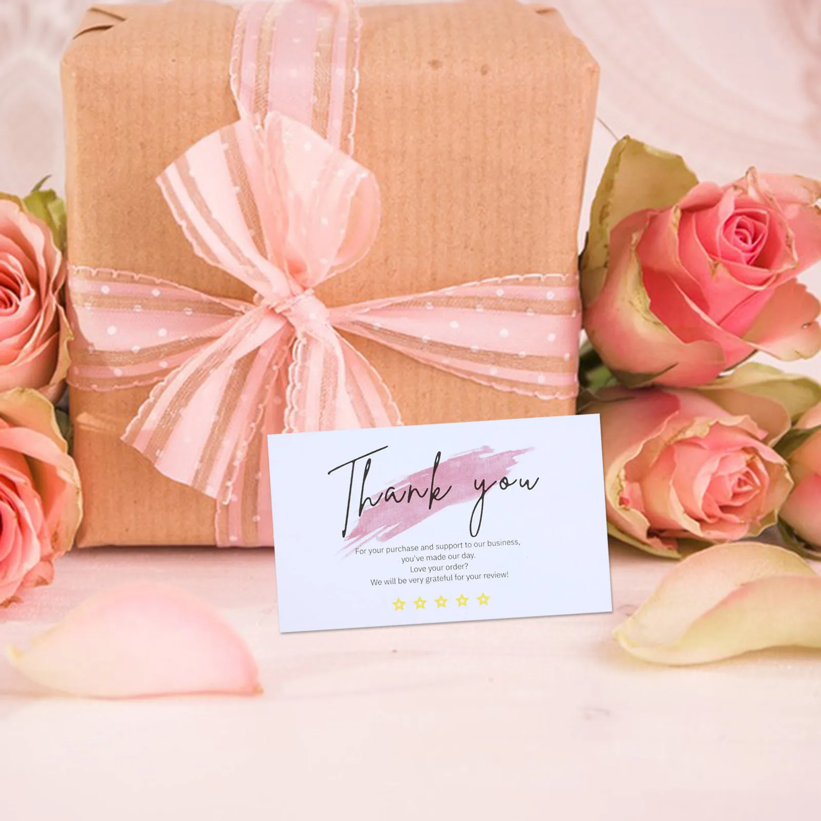 60pcs White Thank You Cards Order Acknowledgment Tags for Small Business Gift Packing Cute Chic Simple Design