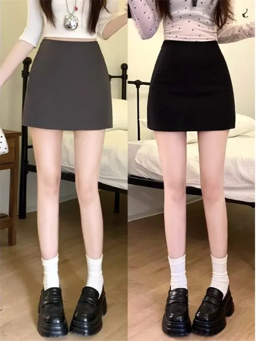 

Серая юбка-шорты в деловом стиле с высокой талией, женская модная укороченная юбка, стройнящая фигуру, весна 2026, новинка, элегантная юбка А-силуэта