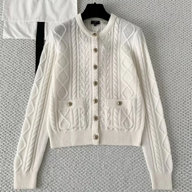 

Customized New Winter styles European American women's clothing Long-sleeved diamond-patterned Cashmere knitted sweater cardigan