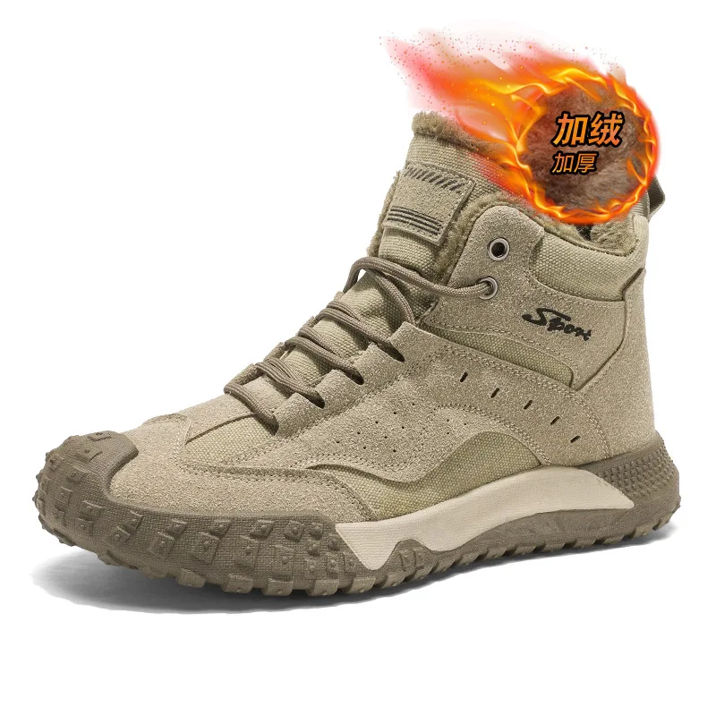 

Autumn Winter Men's Knight Boots Outdoor Velvet Workwear Motorcycle Boots High Top Men's Snow Boots