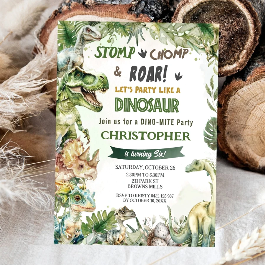 

20pcs Dinosaur Birthday Invitations, Boy Birthday Invitation Card, Custom Birthday Invitations for Children