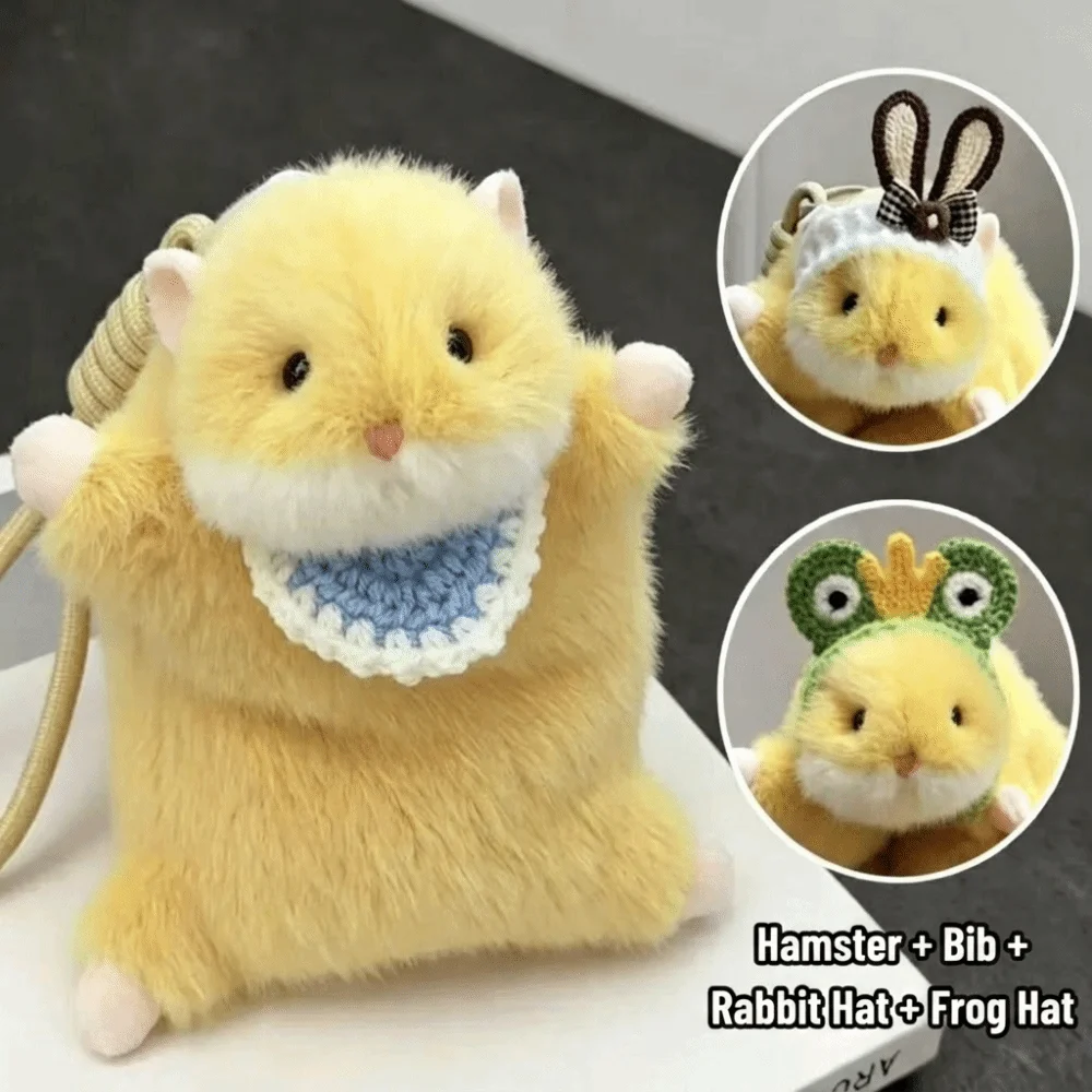 Cute Plush Toys Hamster Keychain Stress Relief Design Durable Hamster Bag Charm Soft Hamster Stress Relief