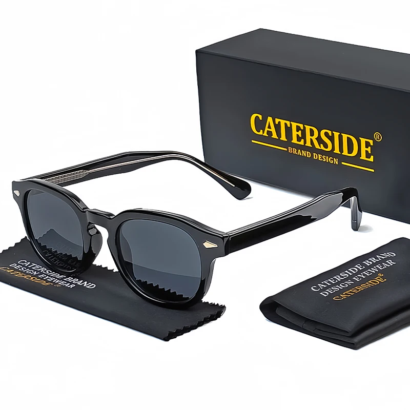 CATERSIDE Retro Round Sunglasses Black 4