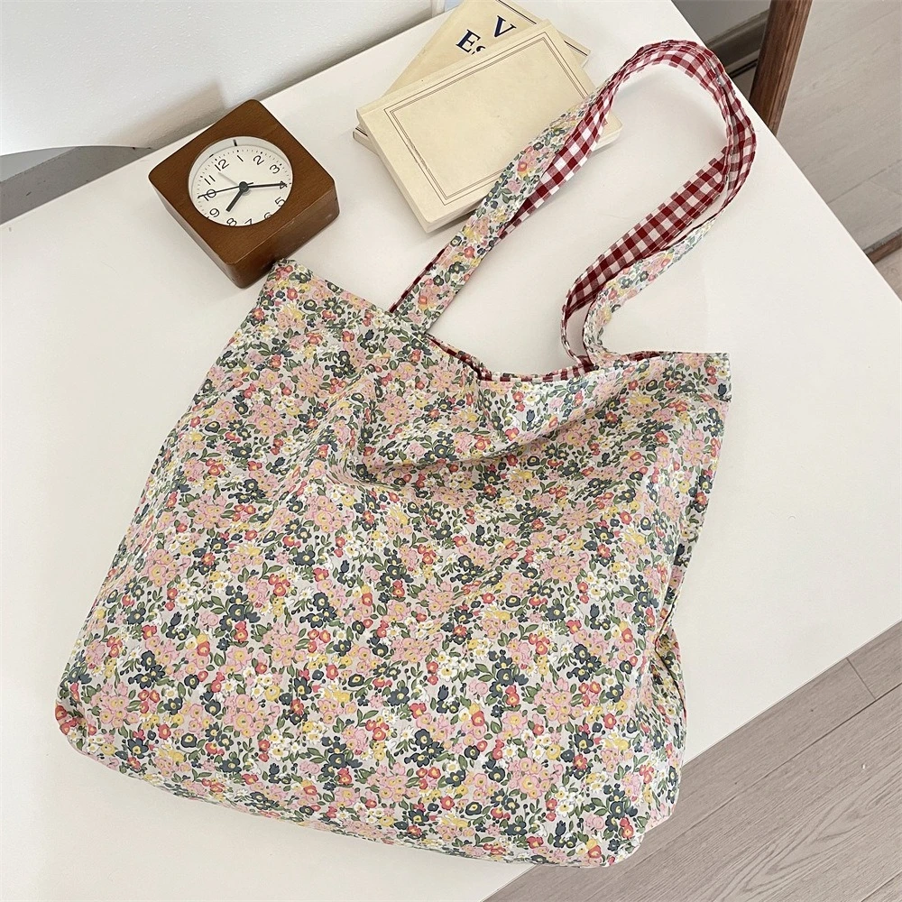 Fashion Canvas Tote Bag for Women Vintage Shoulder Bag Office Worker Shopper Handbag