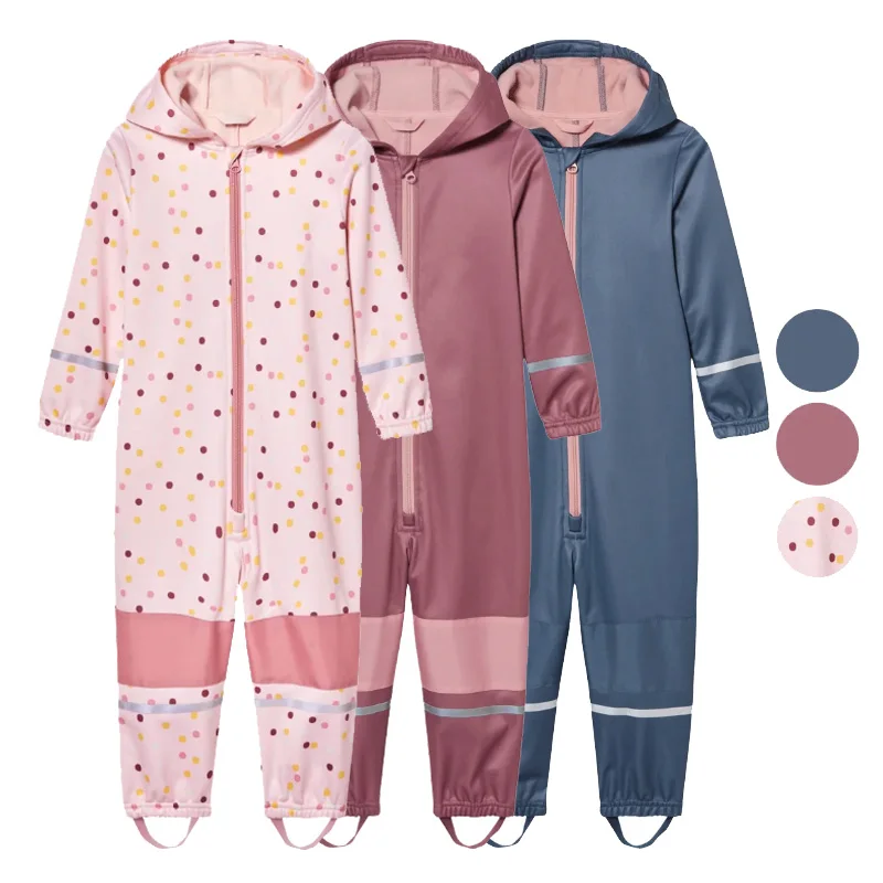 

girls Softshell Onesie Outdoorall-in-One Suit Windproof Waterproof Child's Jumpsuit for Outdoor Activities