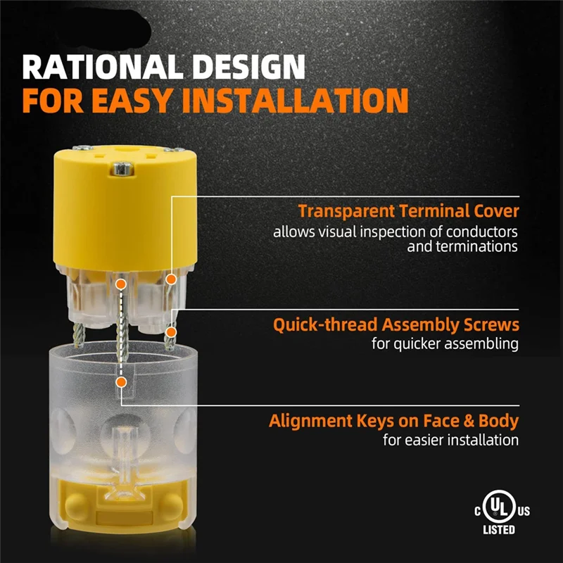 جديد التكنولوجيا مضاءة NEMA 5-15R التأريض شفرة مستقيمة التوصيل، 15 أمبير، 125 فولت، 2 القطب 3 سلك الولايات المتحدة التوصيل