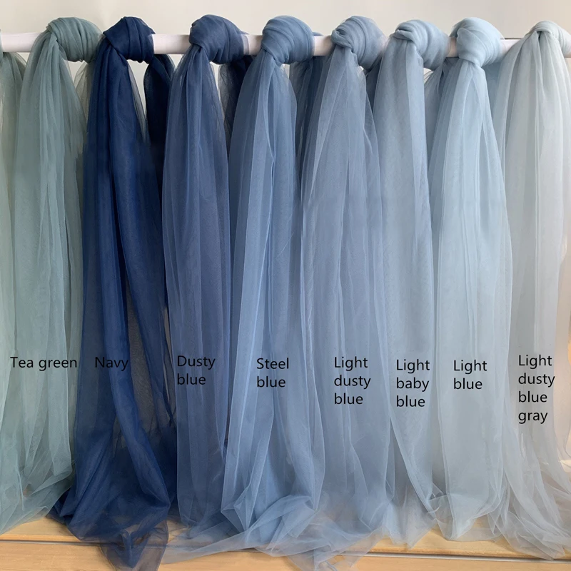 Dusty Blue Soft Tulle Fabric for Wedding Party Backdrops Curtain Room Decoration Mesh Fabric DIY Sewing Material Width 160cm