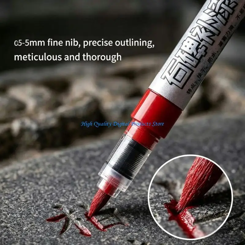 U2JE Weather Resistance Stone Inscription Paint Pen For Gravestones And Tombstone Restoration Brush Tip Stone Paint Marker