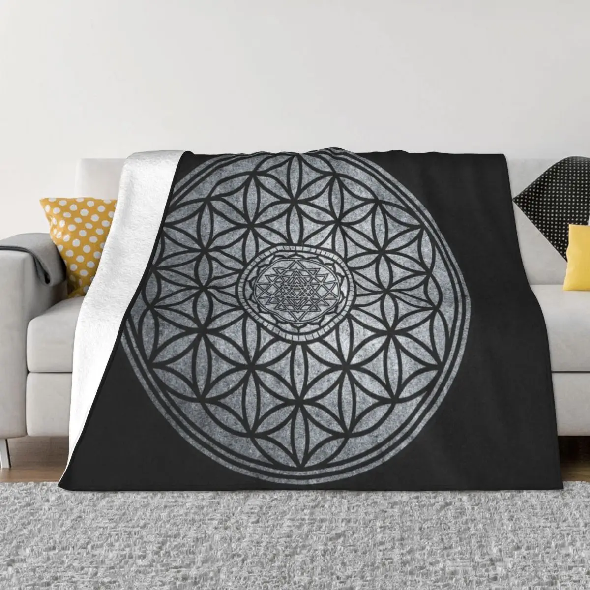 

Sacred Unity - Sacred Geometry Throw Blanket Beach Blanket Fluffy Blankets Large Plush