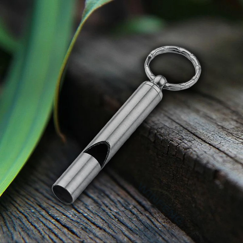 Stainless Steel High Decibel Survival Whistle Outdoor Hiking Camping Hunting Whistle Emergency Survival EDC Tool Keychain