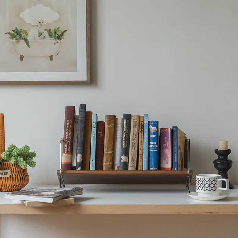 Desktop Small Bookshelf Stainless Steel Book Storage Rack Simple Bookcase Student Desk Book Storage Rack