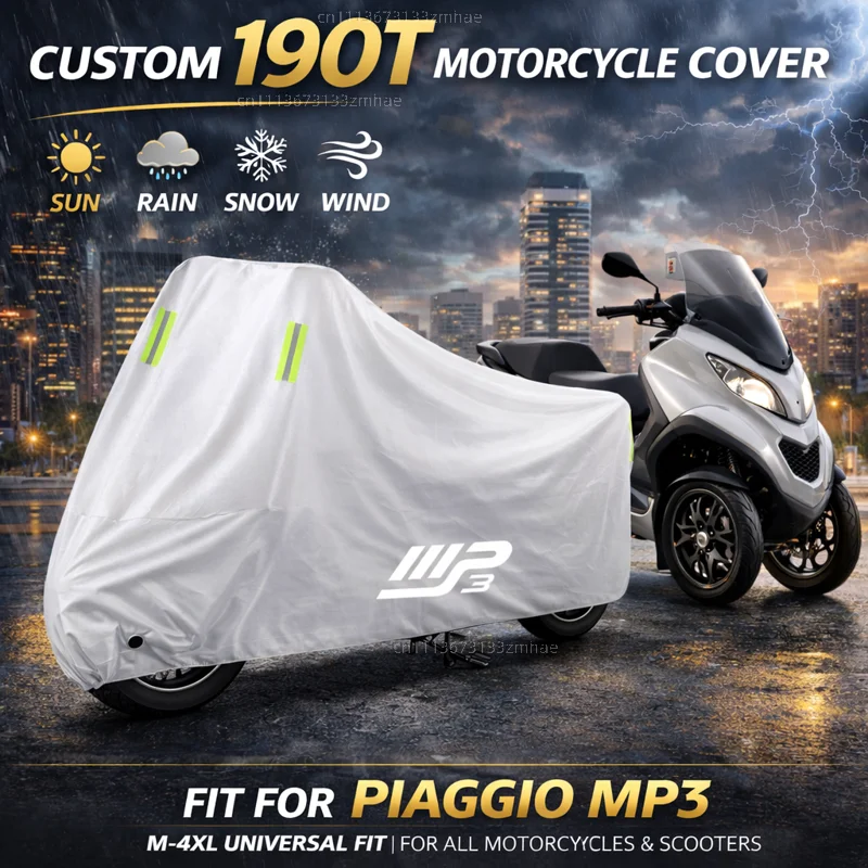 For Piaggio MP3 125 300 400 500 MP3125 MP3300 MP3500 2025 Scooter Cover Waterproof Heavy Duty Outdoor Rain Dust Sun Protector