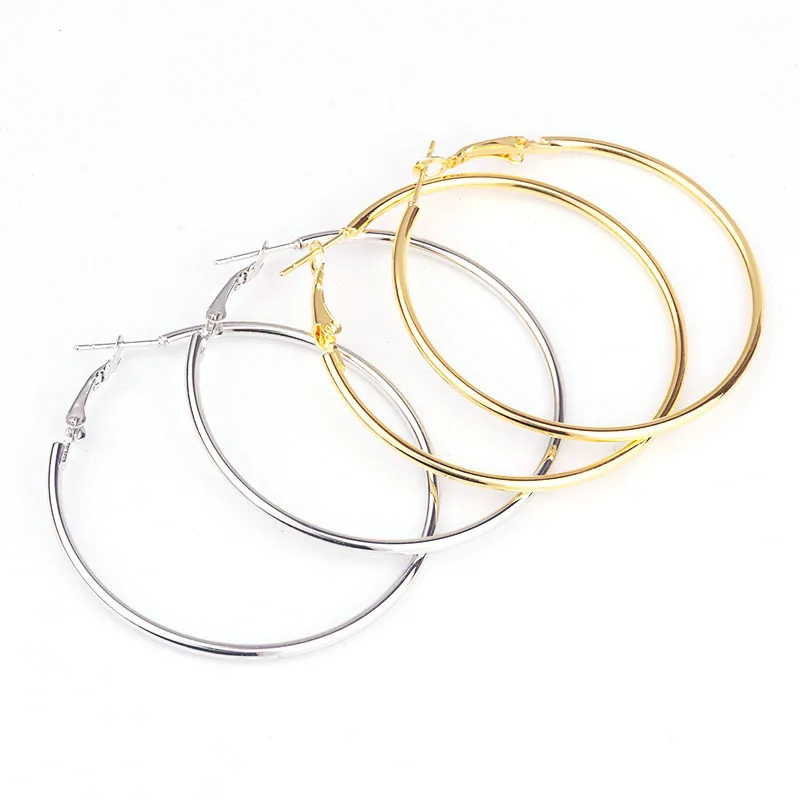 30-100mm Exaggerated Big Smooth Circle Hoop Earrings for Women Aros Simple Round Loop Ear Wedding Jewelry Brincos Cool Gift