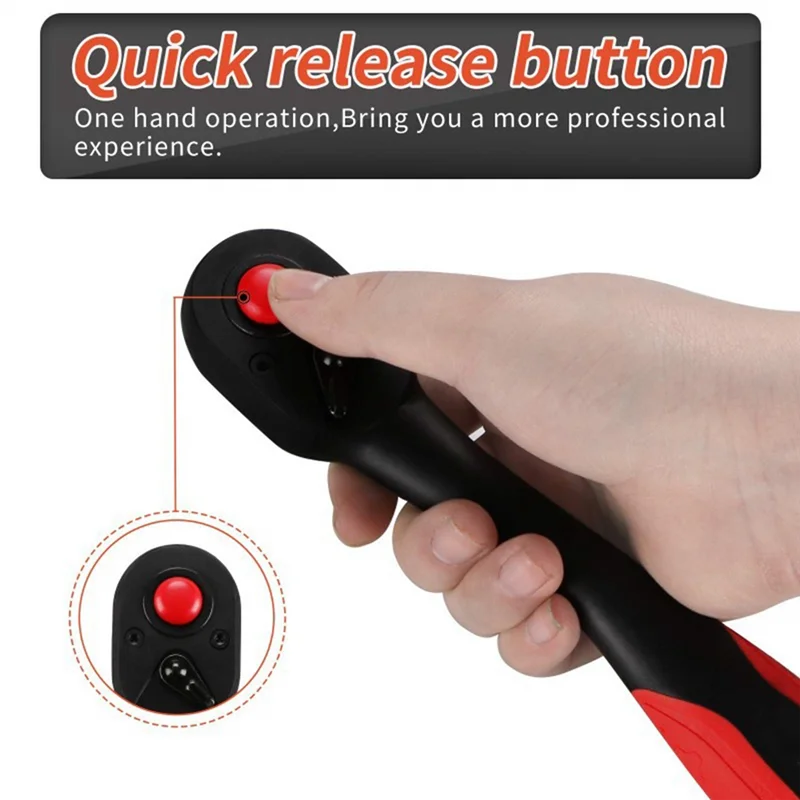 

ABUG-Auto Repair 72-Tooth Ratchet Wrench Quick Release Reversible Handle 1/4" 3/8" 1/2" Drive Home DIY Tool