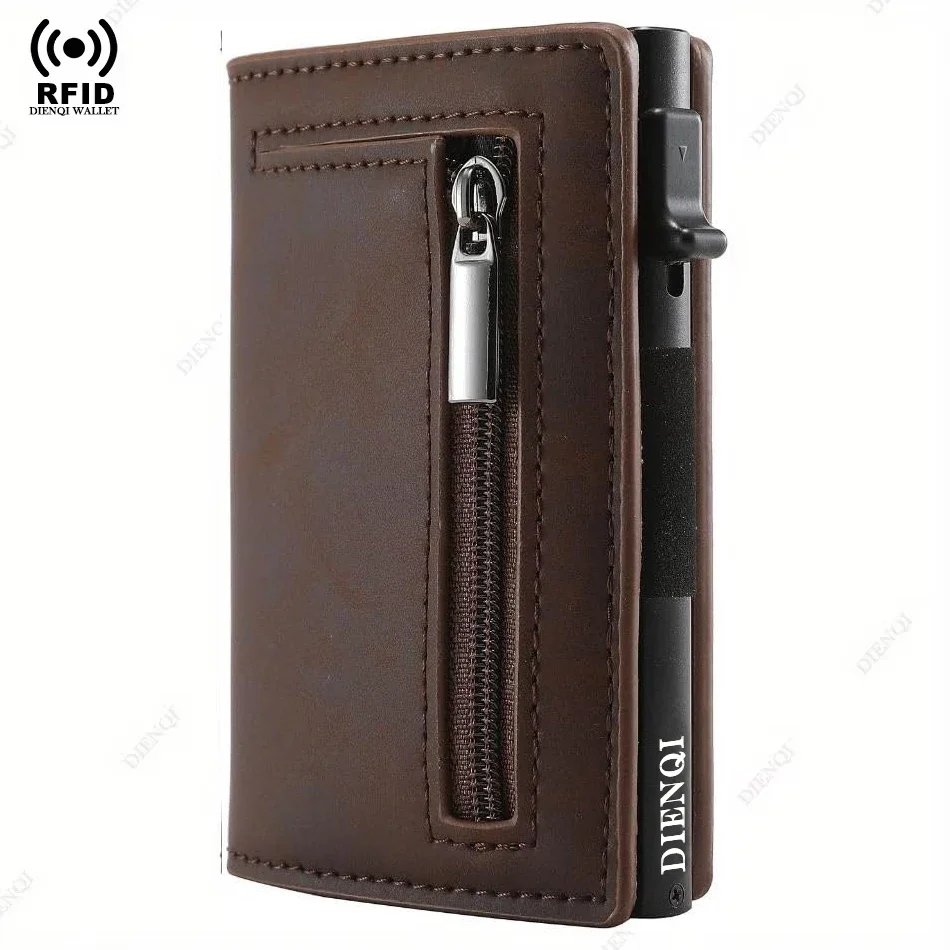 NONE Rfid Kreditkarte Halter Männer Brieftaschen Mini Handtaschen Luxus Marke Tasche Karteninhaber Fall Leder Magnetische Geldbörse Handtasche für Männer 3