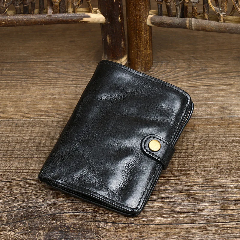 Men's Short Wallets Clip Card Holder Purse Soft  Cowhide Leather Handmade Retro Wallet Genuine Leather Wallets for Youth Male