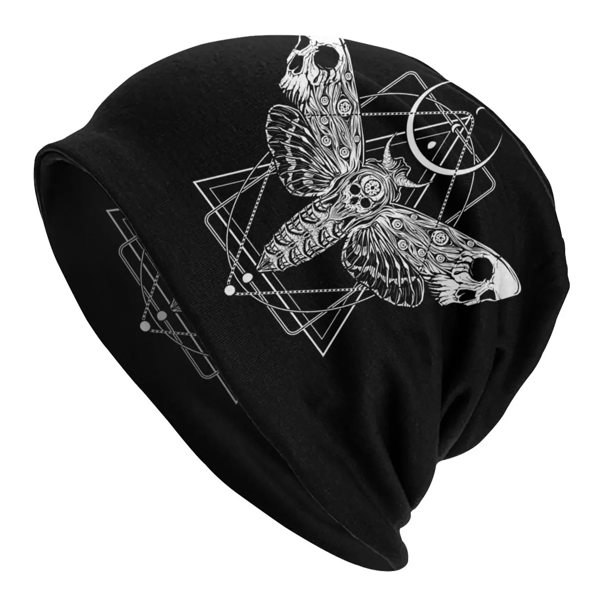 

Surreal Death Moth Bonnet Beanie Knit Hats Men Hip Hop Unisex Adult Gothic Sacred Geometry Warm Winter Skullies Beanies Caps