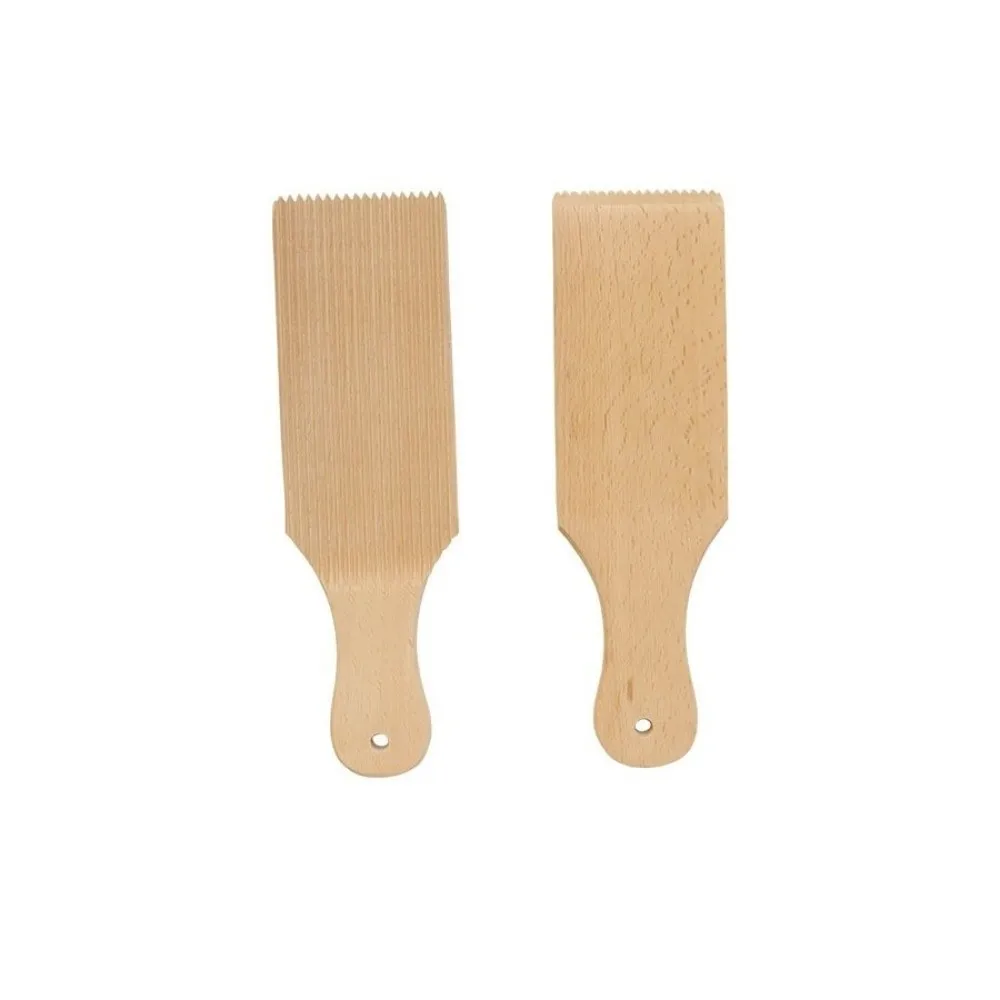 3PCS Durable Beech Wood Gnocchi Board Paddle Shape Easy Clean Pasta Making Tool Ridged Surface Butter Paddle Homemade Pasta
