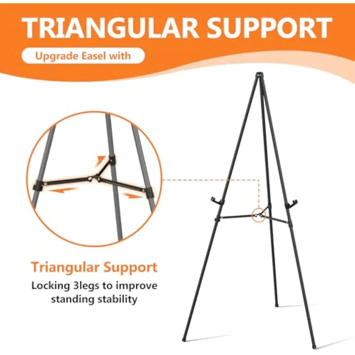 Portable Metal Easel Stand 66 Inch Height Adjustable Floor Display Rack for Wedding Signs Posters Art Projects Lightweight Stabl