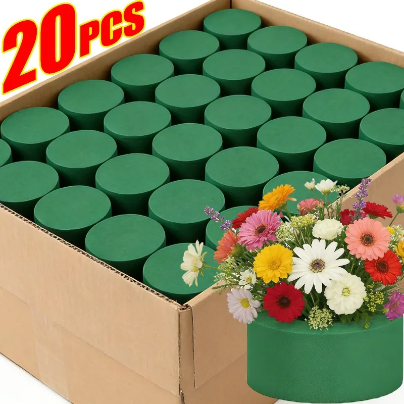 20/1PCS Bloques de Espuma Floral Redondos Verdes Absorbentes, Espuma Artificial para Flores, Herramienta para Arreglos Florales DIY para Bodas