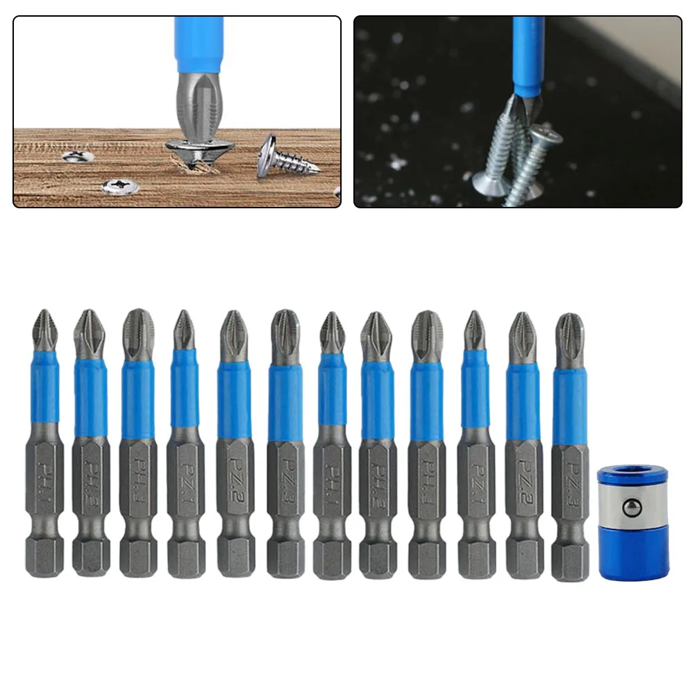 12pcs PH PZ 50mm Screwdriver Bit With Magnetic Ring Non-slip Screwdriver Bit For Hand Screwdriver Drill Screwd Hand Tools