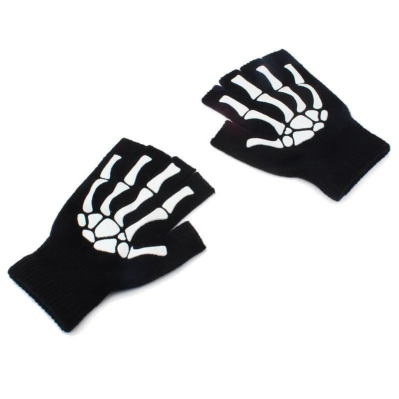 Halloween Easter Decoration Fingerless Ghost Claw Gloves Ghost Festival Hand Claw Skull Skeleton Half Finger Gloves Warm Gloves