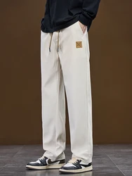Autumn New Men's Baggy Wide-leg Pants Corduroy Fabric White Black Fashion Korean Loose Straight Trousers Outdoor Sweatpants