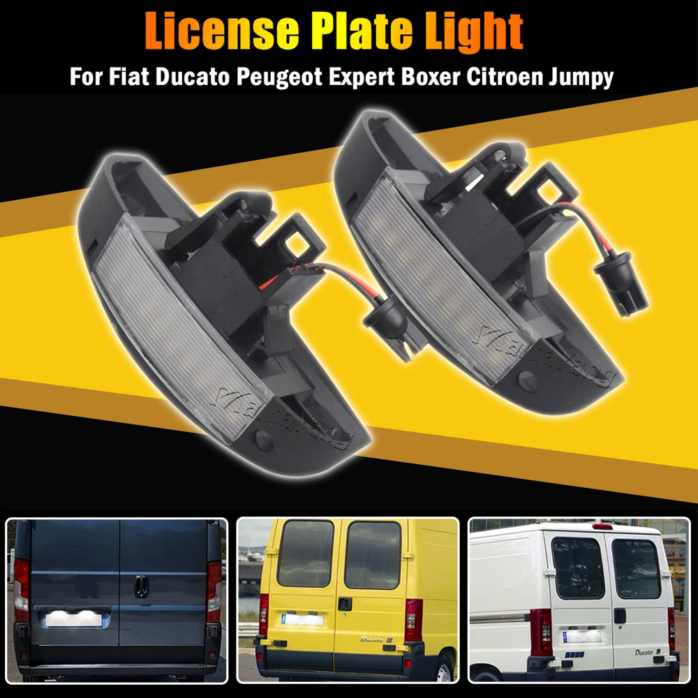 For Fiat Ducato Scudo Citroen Jumpy Peugeot Boxer 2PCS LED Number License Plate Lights Replace OE Number 1303499808