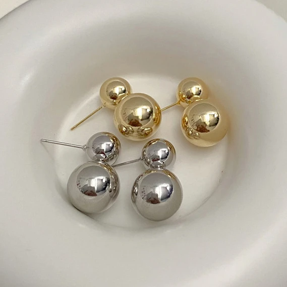 

PONYKISS 925 Sterling Silver Minimalist Round Bead Stud Earrings for Women Trendy Fine Jewelry Exaggerated Accessories