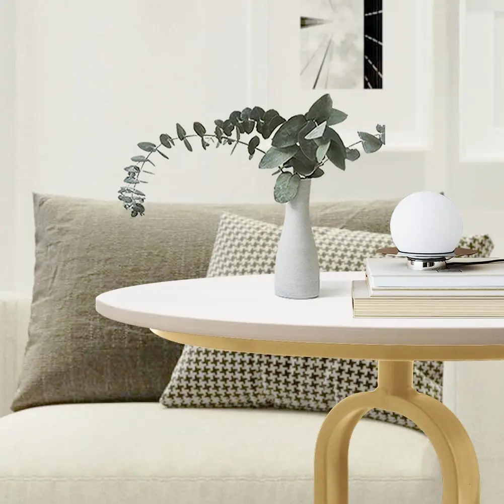 Side Table With Marble Top Metal Pub Bar Round Table Modern Sofa Side End Table Coffee Tray Side Desk For Couch Living Room