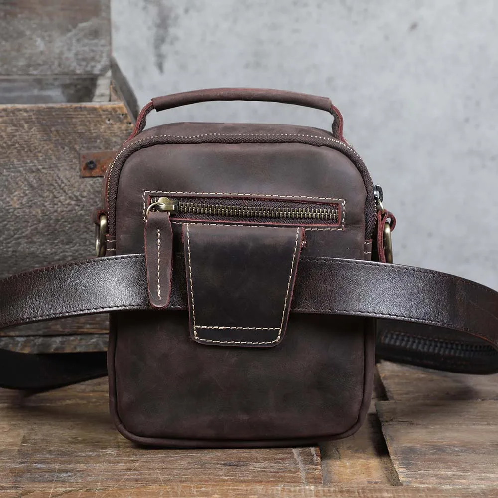 Echtes Leder Vintage Herren Umhängetaschen Crazy Horse Leder Messenger Bag Schultertasche Rindsleder Retro Mode Casual – Detail 13