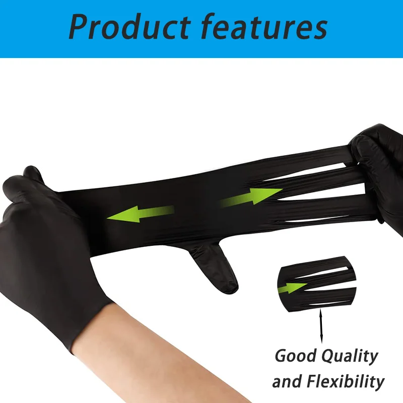 30/70/100PCS Disposable Black Nitrile Gloves Powder Free Black Nitrile Gloves Work Gloves for Household Cleaning Dish Washing