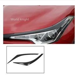 Carbon Fiber Front Headlight Eyebrow Cover Trim for Toyota CHR CH-R 2016-18