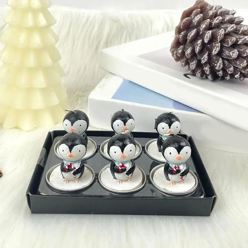 

Penguin Candle Cartoon Animal Tealight Candles Penguin Unscented Candles Hand-Made Small Tea Candles 3 Hours Long Burning