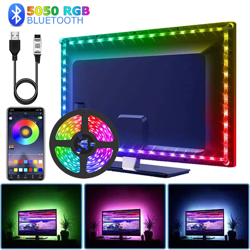Party Games Switch 1 - 1-5mスマートRGB LEDストリップライトテープリボンUSB Bluetooth SMD5050音楽同期カラーチェンジリモートアプリコントロールゲームルームパーティー用
