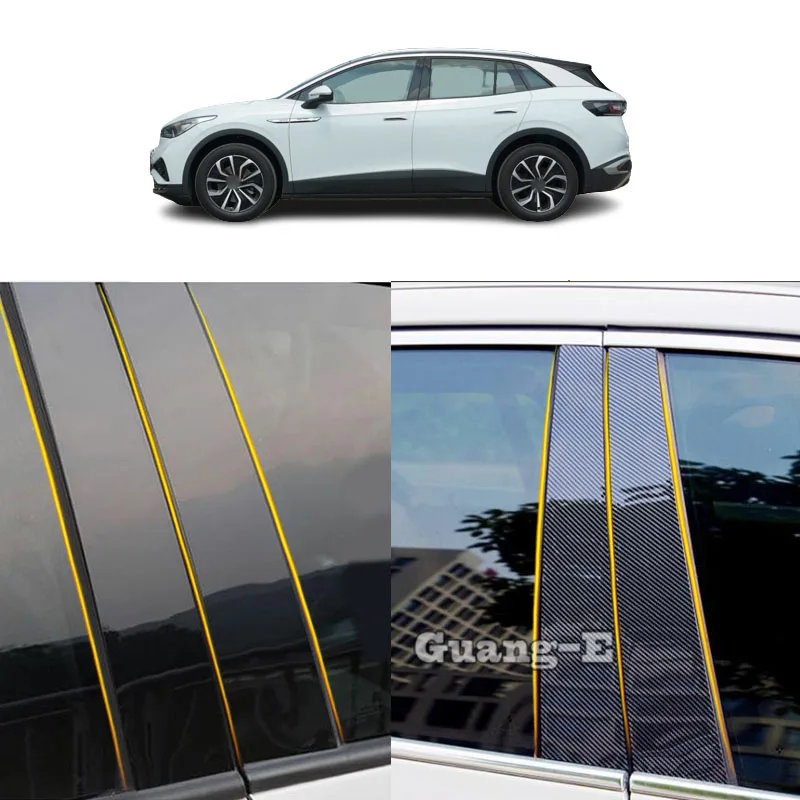 

Car PC Material Pillar Post Cover Door Trim Window Molding Stickers Plate Accessories For VW Volkswagen ID4X ID.4X 2021-2024
