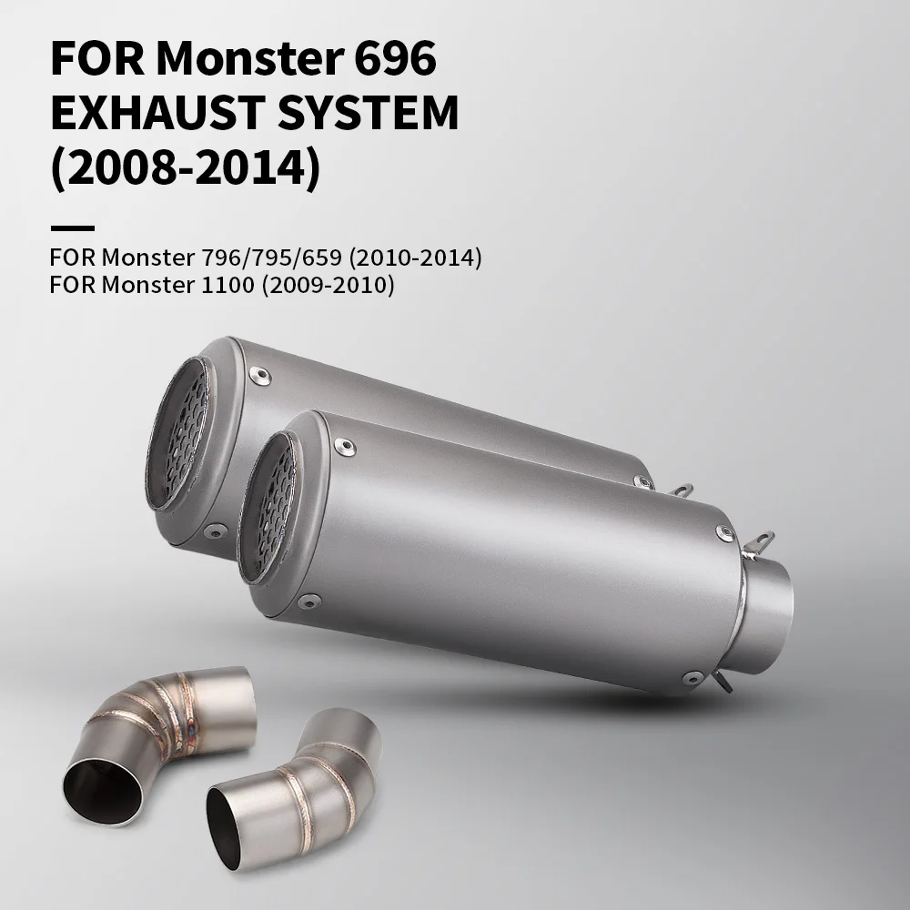 

Для Monster 696 695 795 796 1100 Hypermotard на титановой выхлопной трубе 796 средняя труба мотоцикла 51 мм двойная бесшумная выхлопная труба